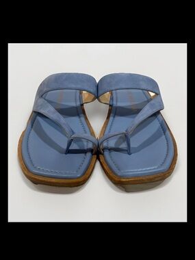 Stuart Weitzman Lyla Sandal Blue Slide On Suede Hobo Classic USA 10 Toe Strap